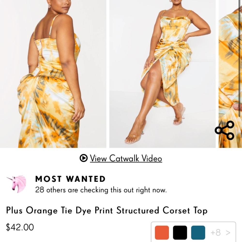 Plus Orange Tie Dye Print SET